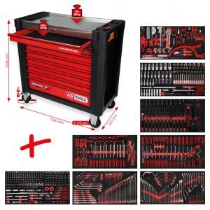 KS tools 825.8564 Composition pour servante d’atelier Performanceplus P25 avec 564 outils pour 8 tiroirs KS Tools Marques